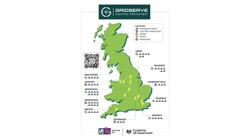 Expansion of GRIDSERVE Electric Freightway continues with announcement of four new eHGV charging hubs across England